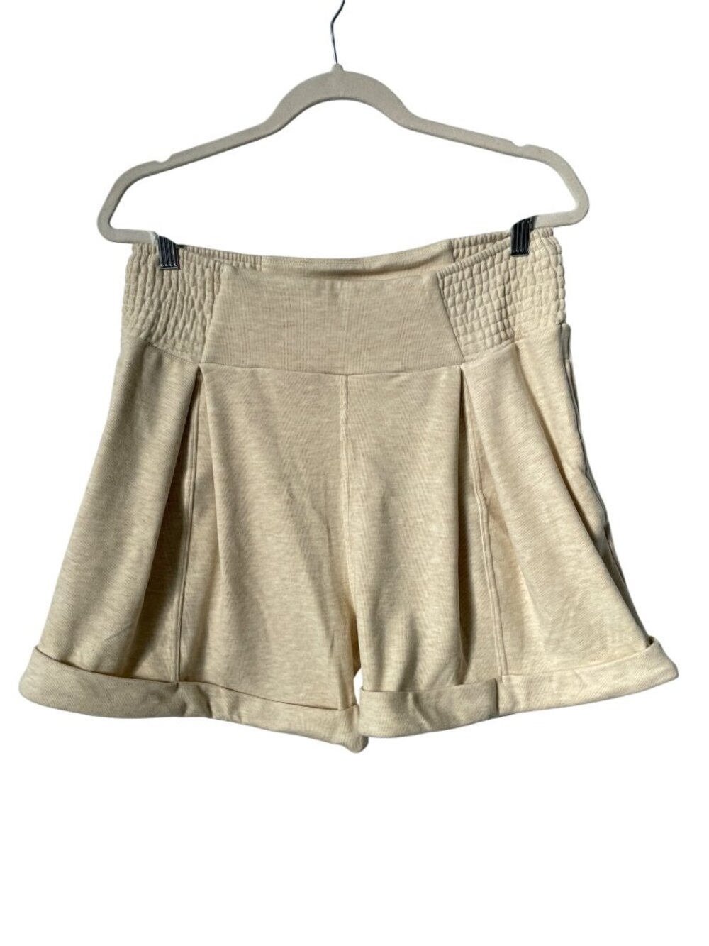 White Birch Shorts Size 1XL Smocked High Waist Pull On Ivory Neutral Minimalist